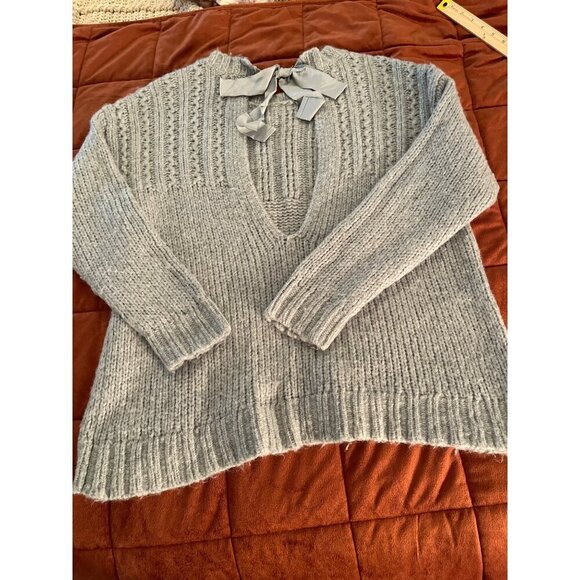 Arpeggio knitwear 20%‎ Wool 5% Alpaca Blue Gray Tunic Chunky Sweater Sz L - Picture 9 of 14